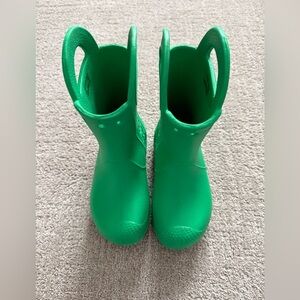 Almost EUC Crocs Kids Green Rain Boots, Size 13 Kids